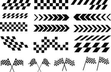 Naklejka premium Racing stripe set. checkered flag. car and motorbike racing symbol. competition of champions on road 