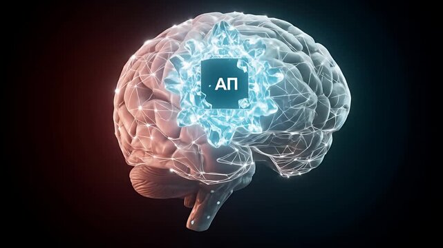 Human Brain with AI Processor and Neural Network Connections
