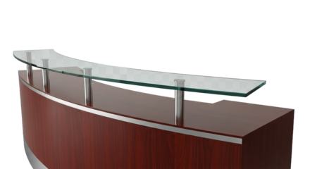 Modern Curved Reception Desk Glass Top Office Furniture