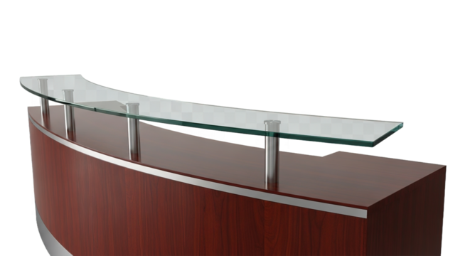 Modern Curved Reception Desk Glass Top Office Furniture