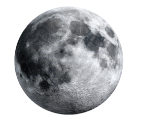 Full Moon on Transparent Background Detailed Lunar Surface Texture