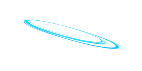 A Beautiful Blue Circular Light Trail Set Against a Transparent Background for Artistic and Creative Designs.