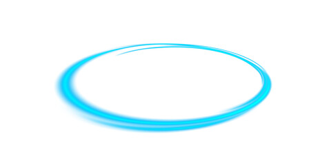 A Beautiful Blue Circular Light Trail Set Against a Transparent Background for Artistic and Creative Designs.
