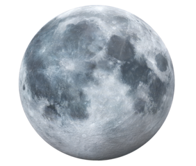 Full Moon with Detailed Crater Surface on Transparent Background