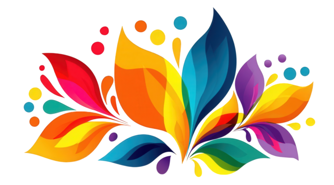 Vibrant Rainbow Leaves Abstract Floral Design