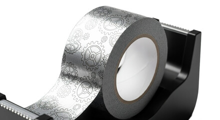 Gear Patterned Adhesive Tape Dispenser Studio Shot