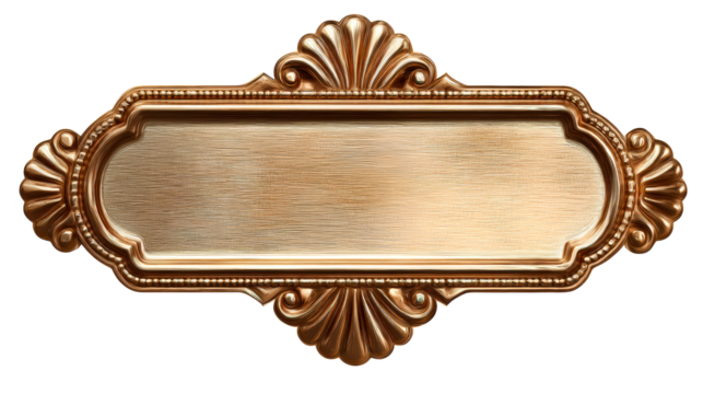 Ornate Golden Ornate Cartouche Label with Scalloped Edges, cut out transparent