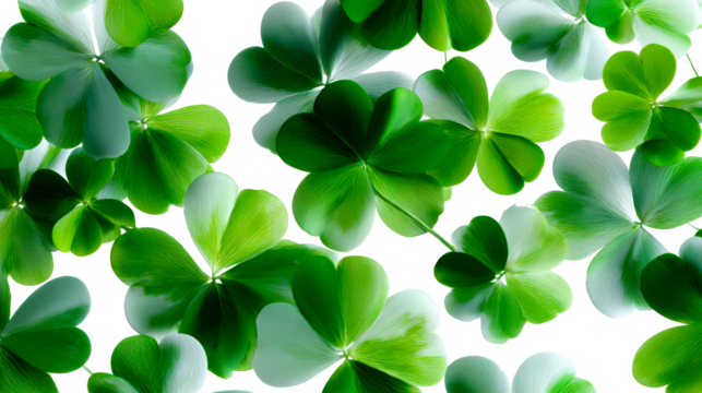 Four Leaf Clover Spread With Vivid Green Color Gradients, cut out transparent