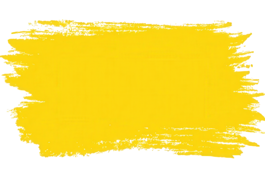 Abstract Yellow Brush Stroke Texture on Transparent Background