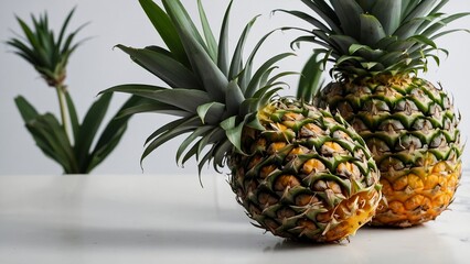 Fresh Pineapples Still Life Tropical Fruit Composition