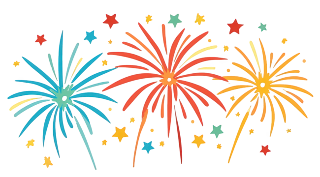 Colorful Fireworks Display Against A Black Background