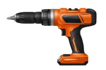 Cordless power drill with black handle and orange body designed for various construction and home improvement tasks