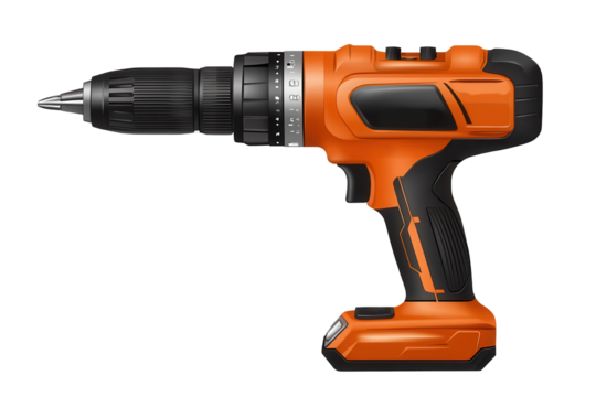 Cordless power drill with black handle and orange body designed for various construction and home improvement tasks