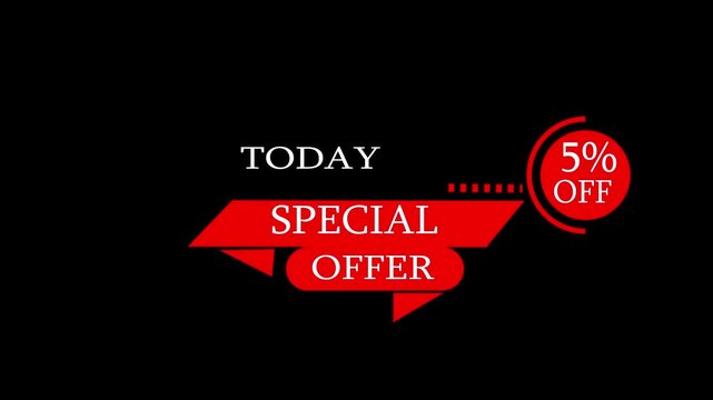 Motion graphic of abstract super sale banner concept. Special Offer, Business Promotion Video ,Special offer,5% off black back ground and editable tex template.