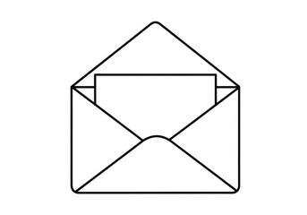 A minimalist linear icon showcasing an opened envelope with a letter inside