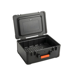 Black hard protective case open isolated on transparent background