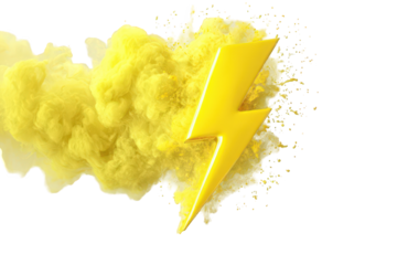 Abstract Yellow Lightning Bolt and Smoke Design