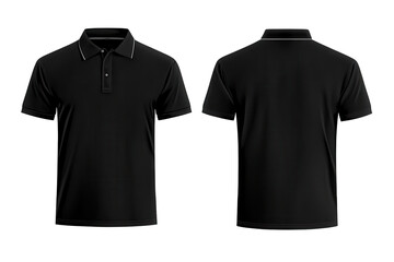 Fototapeta premium Black blank polo t shirt template featuring front and back views suitable for clothing design and customization purposes