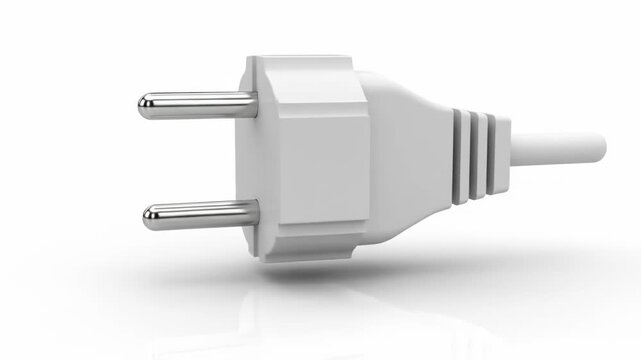 White electrical plug with two metal prongs