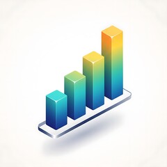 Isometric 3D Bar Chart Showing Growth and Progress Over Time