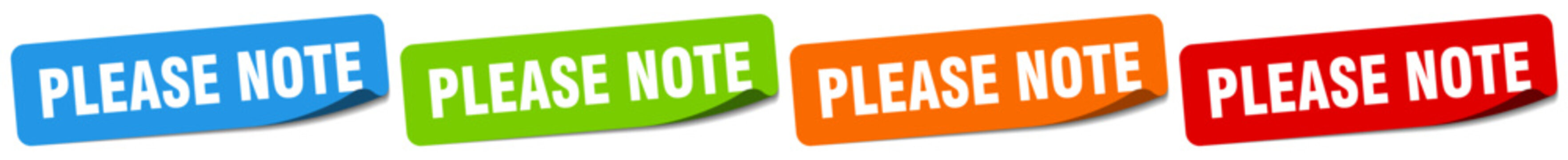 please note sticker. please note sticker set on white background