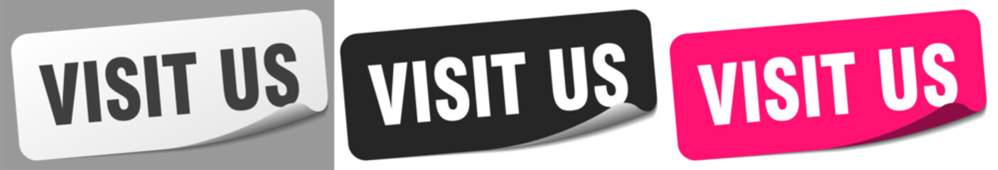 visit us sticker. visit us sticker set on white background
