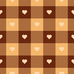 Fashion check plaid pattern with hearts Black and pink Check Checked. Gingham Pattern Editable Stroke. Buffalo plaid for Cartoon Illustration, Mat, Fabric, Textile, Scarf, Wrapping Paper