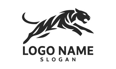 Leaping Tiger Logo with Fiery Motion and Bold Energy, logo, vector, icon, design, symbol, illustration