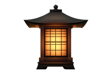 Elegant Japanese lantern with warm glow isolated on transparent background showcasing traditional design and craftsmanship for cultural appreciation