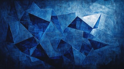 Abstract Blue Geometric Painting.