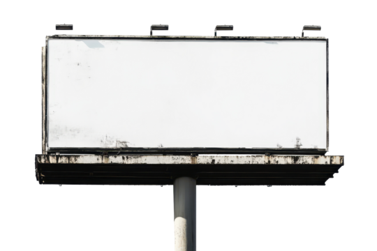 Billboard standing alone isolated in an urban setting under clear sky at midday showcasing empty advertising space without any promotional content or visuals