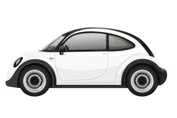 White electric car on transparent background showcasing modern design and sustainable technology features for urban commuting