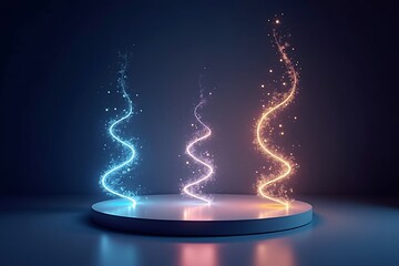 Obraz premium Mystical glowing energy streams erupting from a platform