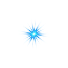 Fototapeta premium Radiant blue sunburst with glowing flare and transparent background