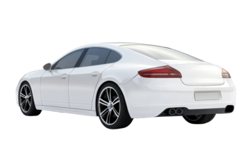 Stylish white car isolated on transparent background showcasing detailed design and modern aesthetics in high resolution
