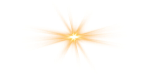 Radiant golden sunburst with glowing flare and transparent background