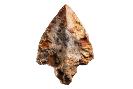 Ancient Stone Arrowhead on Black Background