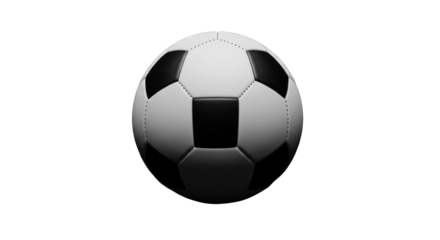 Dramatic monochrome soccer ball against stark black backdrop creates a captivating visual