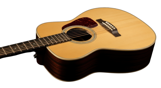 Acoustic musical instrument with spruce top and rosewood sides displaying beauty