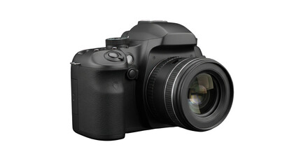 Monochrome marvel: Isolated digital slr camera showcases sleek design and advanced technology in a