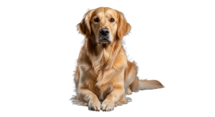 Golden retriever in elegant pose showcasing its beautiful coat against black backdrop