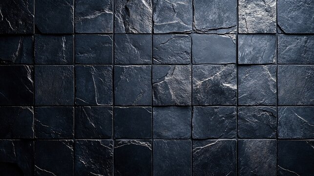 Dark slate stone tile wall texture for background design