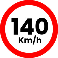 Speed Limit 140 Sign Vector
