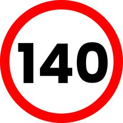 Speed Limit 140 Sign Vector