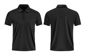 Naklejka premium Black blank polo t shirt template displayed from two perspectives for design and customization purposes