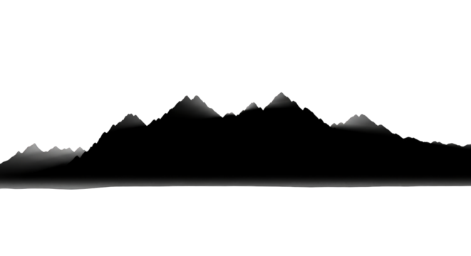 Abstract monochrome mountain range illustration in minimalist aesthetic design