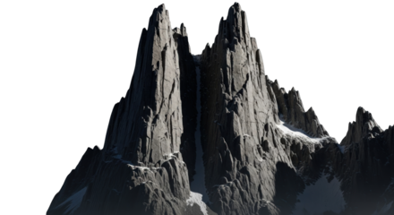 Majestic rocky peaks pierce the sky evoking solitude and awe inspiring natural grandeur of mountains