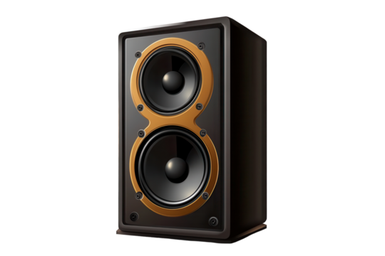 Stacked audio music speaker isolated on a transparent background for artistic and promotional purposes