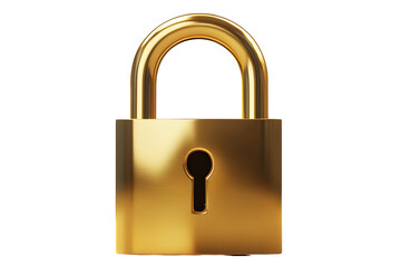 Naklejka premium High-quality golden padlock with a shiny finish presented on a transparent white background clearly displaying its design and keyhole