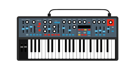 Synthesizer keyboard celebrating International Music Day modern music creativity sound innovation rhythm joy and passion